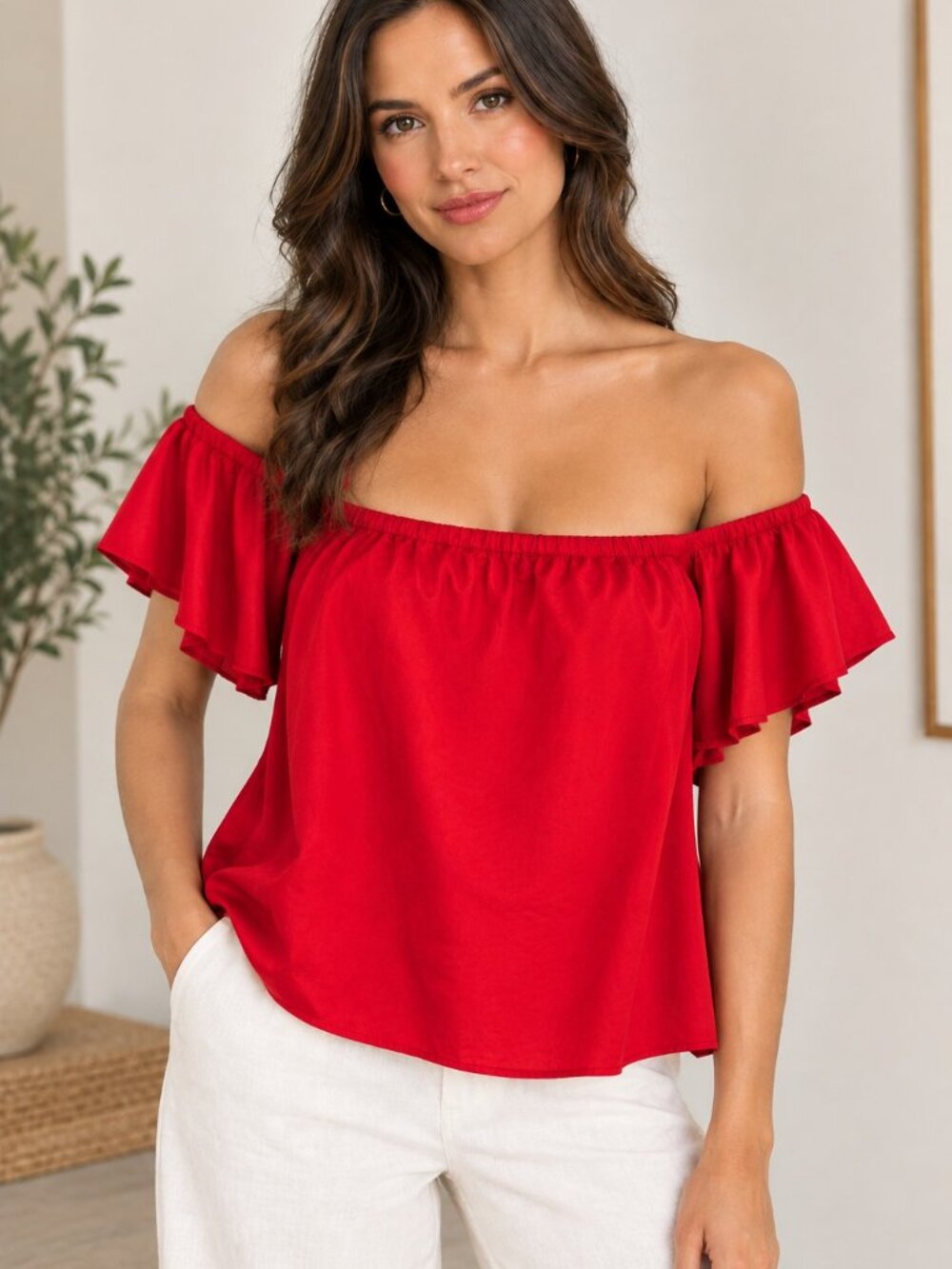 NWT Rachel Rachel Roy Cherry Pop Red Cold-Shoulder Blouse Top Size 0X